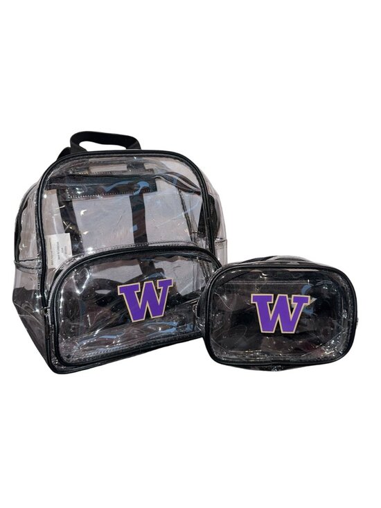 New Washington Huskies Clear Backpack Fanny Pack Set Stadium Bag NCAA Purple